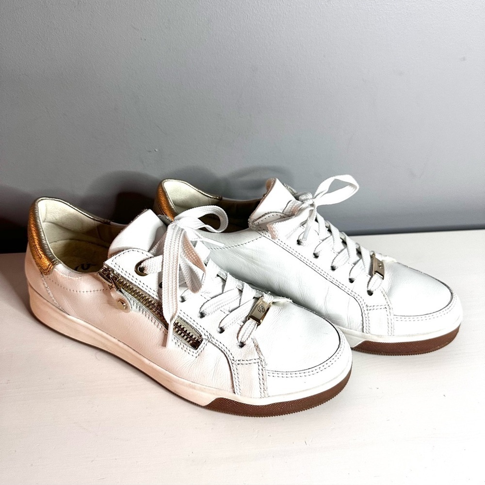 ARA Rei Low White Sneakers - Made in Portugal 🇵🇹, Gold Detail, HighSoft Tech, 5